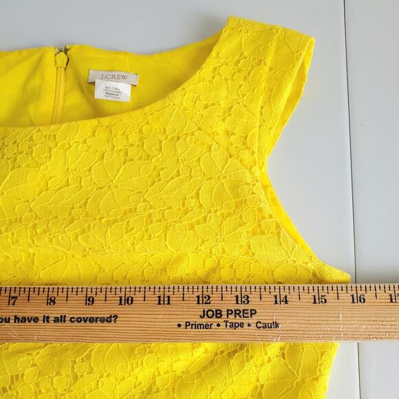 J Crew Yellow Lace Sheath Dress 0 Cotton Ladylike Mod Retro Career Summer - Picture 8 of 12